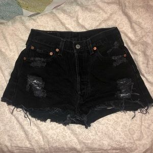 Vintage black levi denim shorts